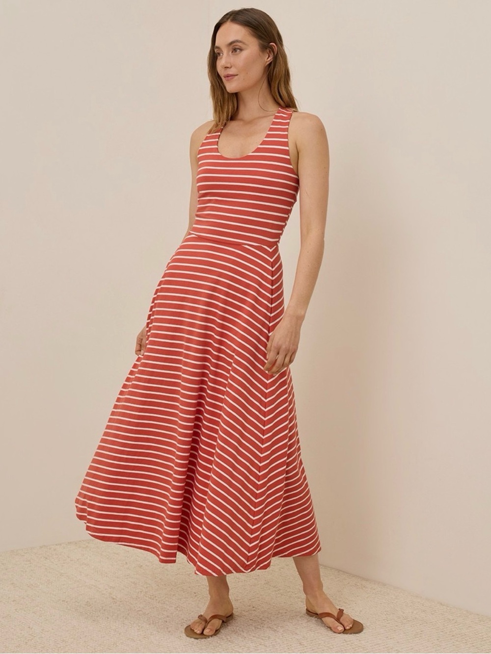 Pact Women's Red Stripe Maxi Dress - Picture 3 of 4